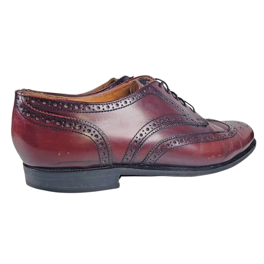 Vtg Cole Haan Full Wingtip Brogues Burgundy Leather 11 D USA‎ Made Dress Oxford